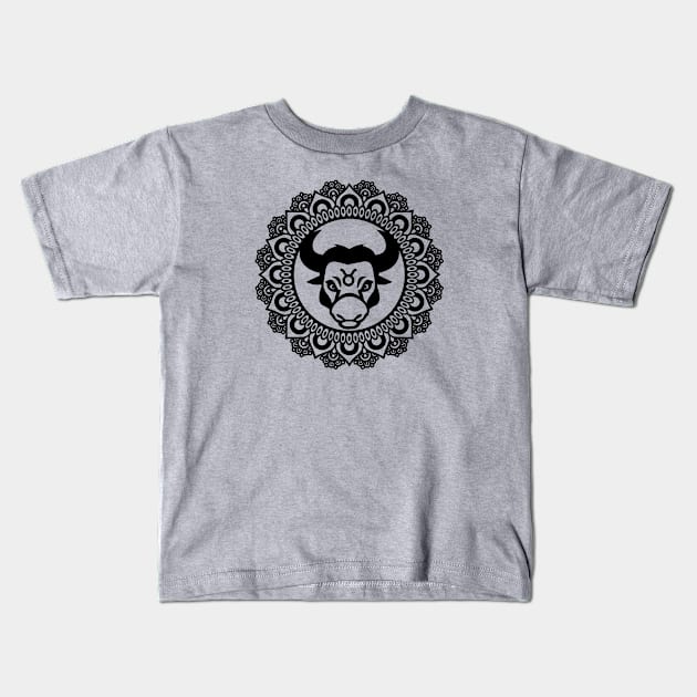 Taurus Zodiac Mandala Kids T-Shirt by LaurenElin